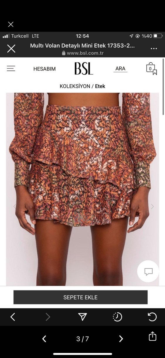 Kahverengi Fırfırlı Mini Bohem Etek - Görsel 3