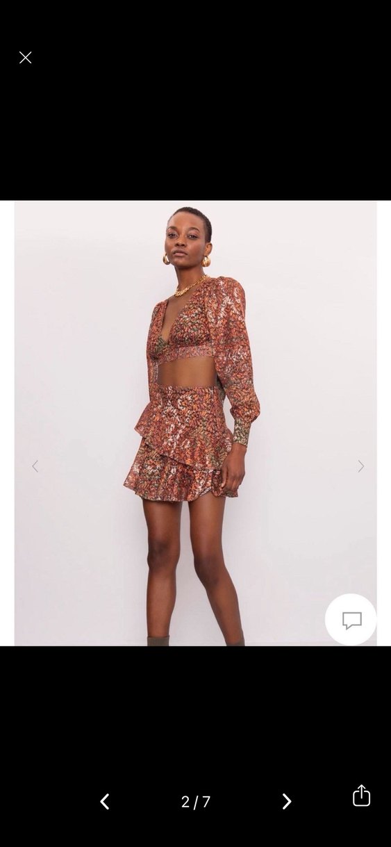 Kahverengi Fırfırlı Mini Bohem Etek - Görsel 2