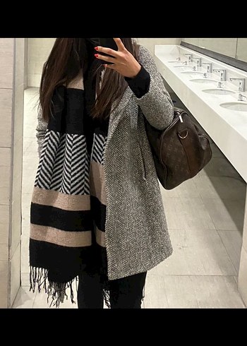 Klasik Desenli Kadın Kaşe Kaban - Görsel 3