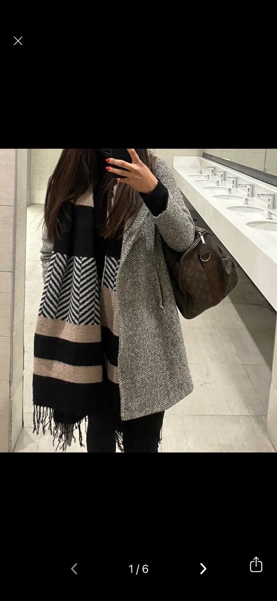 Klasik Desenli Kadın Kaşe Kaban - Görsel 3