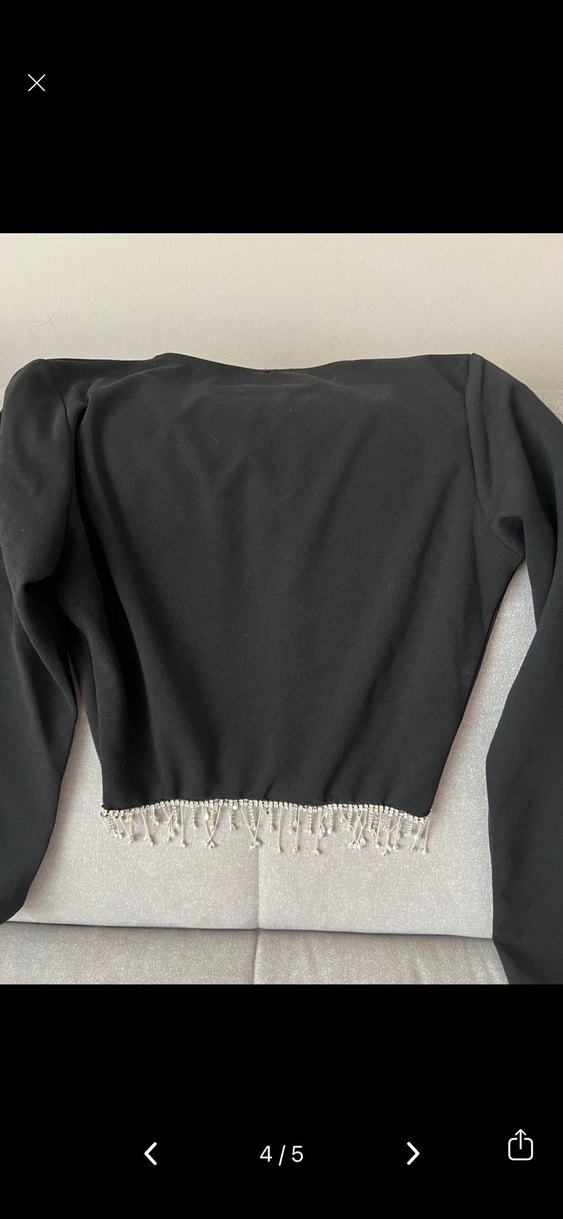Siyah Uzun Kollu Payetli Taşlı Kadın Bluz - Görsel 5