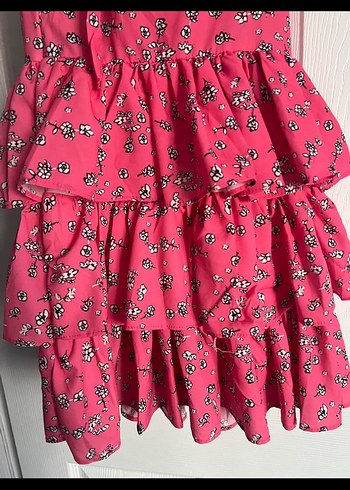 Pembe Fırfırlı Mini Elbise - Görsel 5