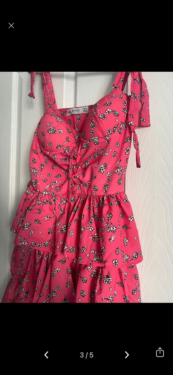 Pembe Fırfırlı Mini Elbise - Görsel 3