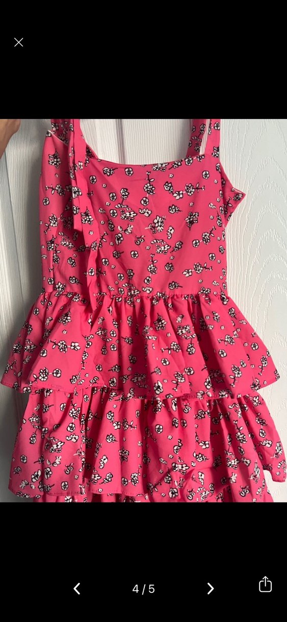 Pembe Fırfırlı Mini Elbise - Görsel 4