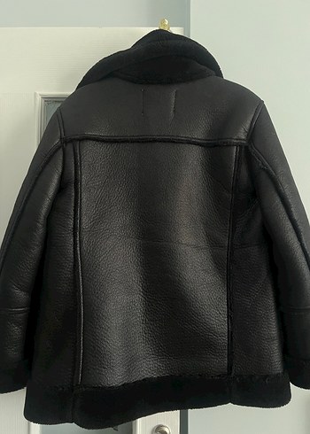 Stradivarius Siyah Kürklü Deri Biker Ceket - Görsel 6