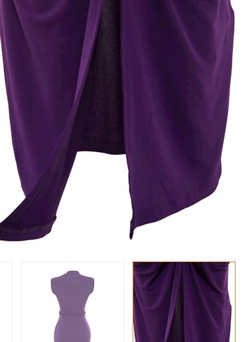 Mor Drapeli V Yaka Mini Elbise - Görsel 8