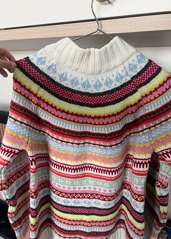 Çok Renkli Bohem Örgü Kadın Kazak - Görsel 3