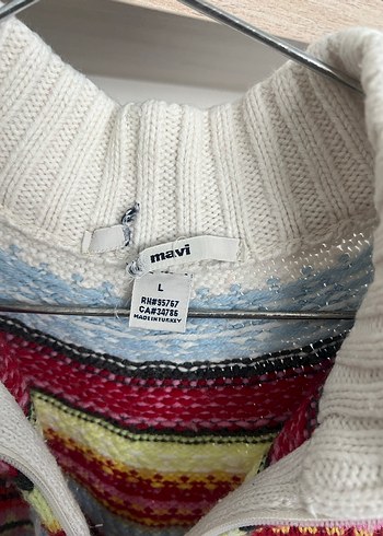 Çok Renkli Bohem Örgü Kadın Kazak - Görsel 2