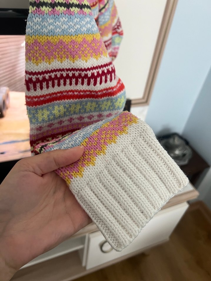 Çok Renkli Bohem Örgü Kadın Kazak - Görsel 4