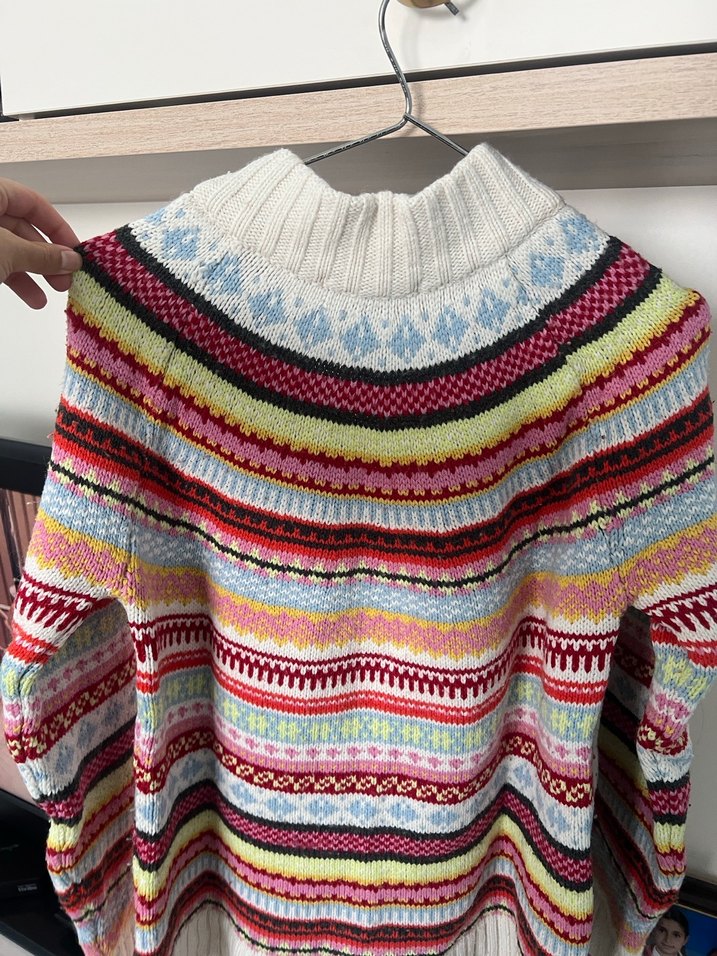 Çok Renkli Bohem Örgü Kadın Kazak - Görsel 3