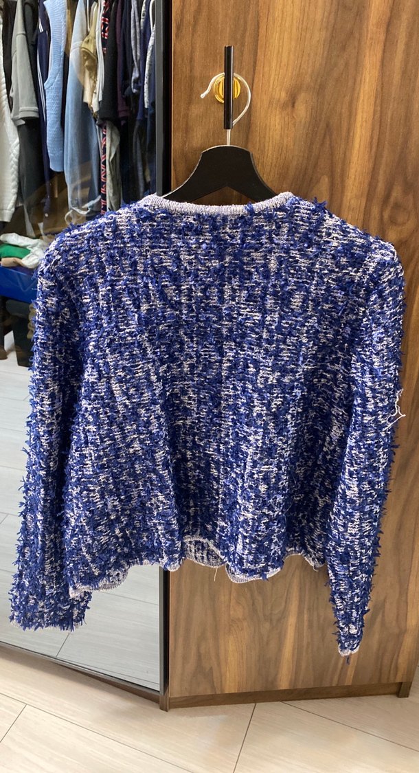 Zara Mavi Bağlama Desenli Örgü Kadın Ceket - Görsel 4