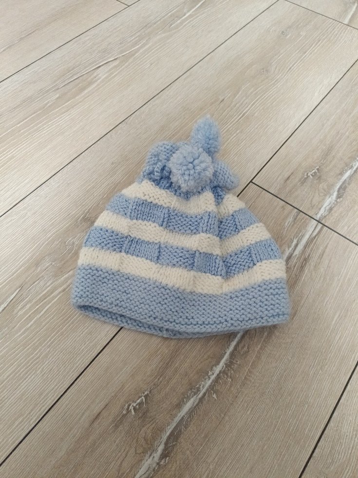 Mavi Çizgili Erkek Çocuk Örgü Bere - Görsel 2