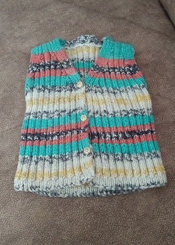 Bohem Çok Renkli Örgü Kız Yeleği - Görsel 2