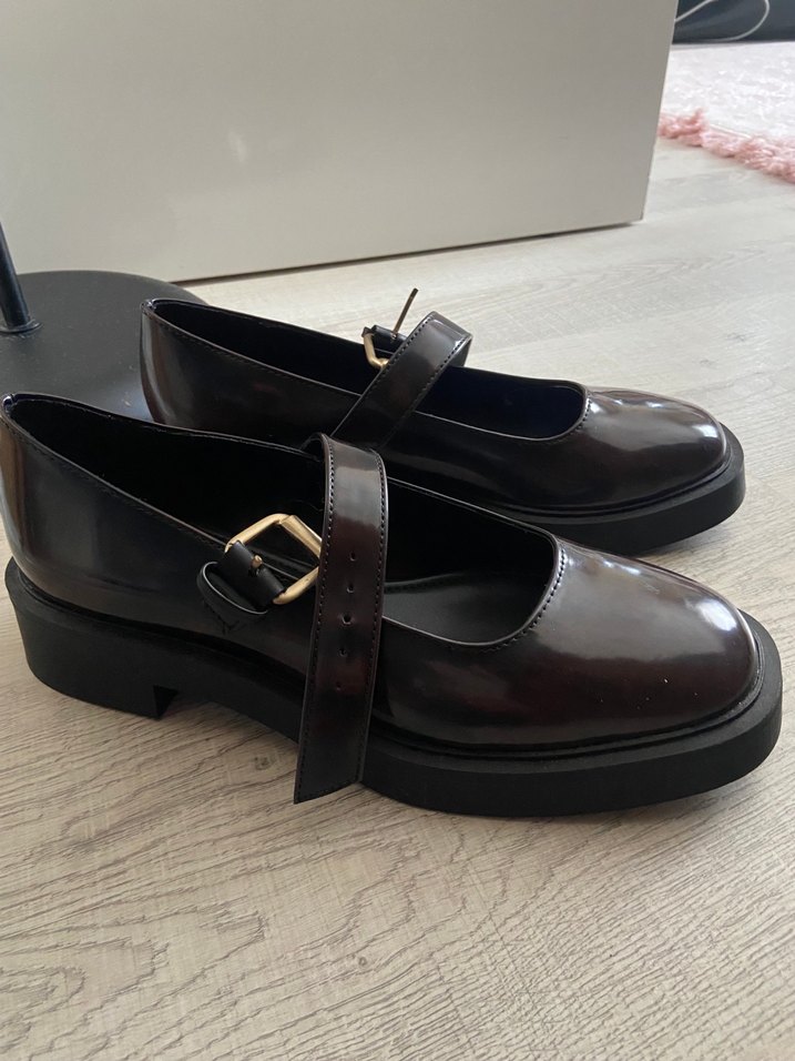 Zara Klasik Kahverengi Deri Tokalı Ayakkabı - Görsel 3