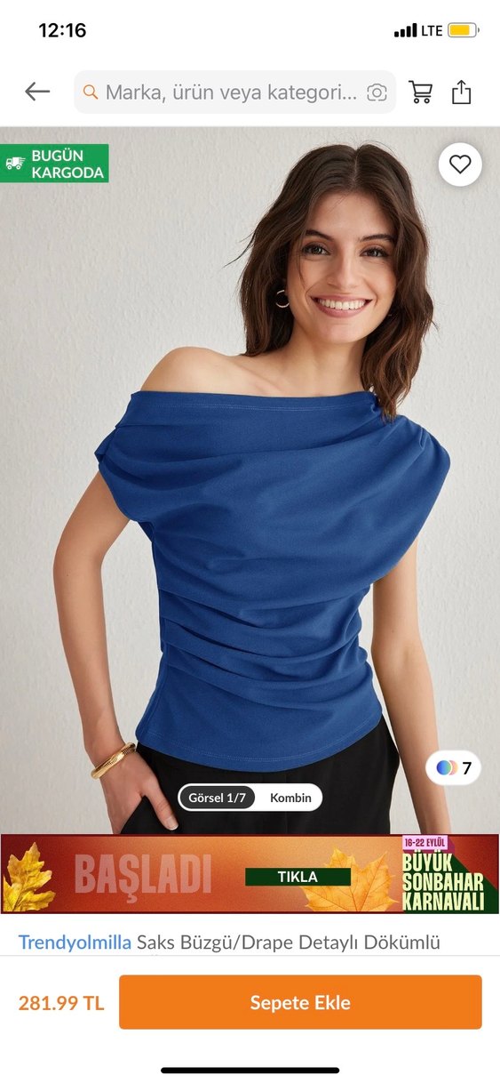 Drapeli Milla Mavi Bluz - Görsel 2