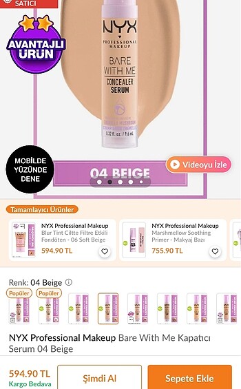 Beden Renk Nyx bare with me kapatıcı