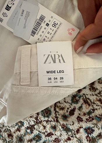 36 Beden beyaz Renk Zara kadın Pantolon
