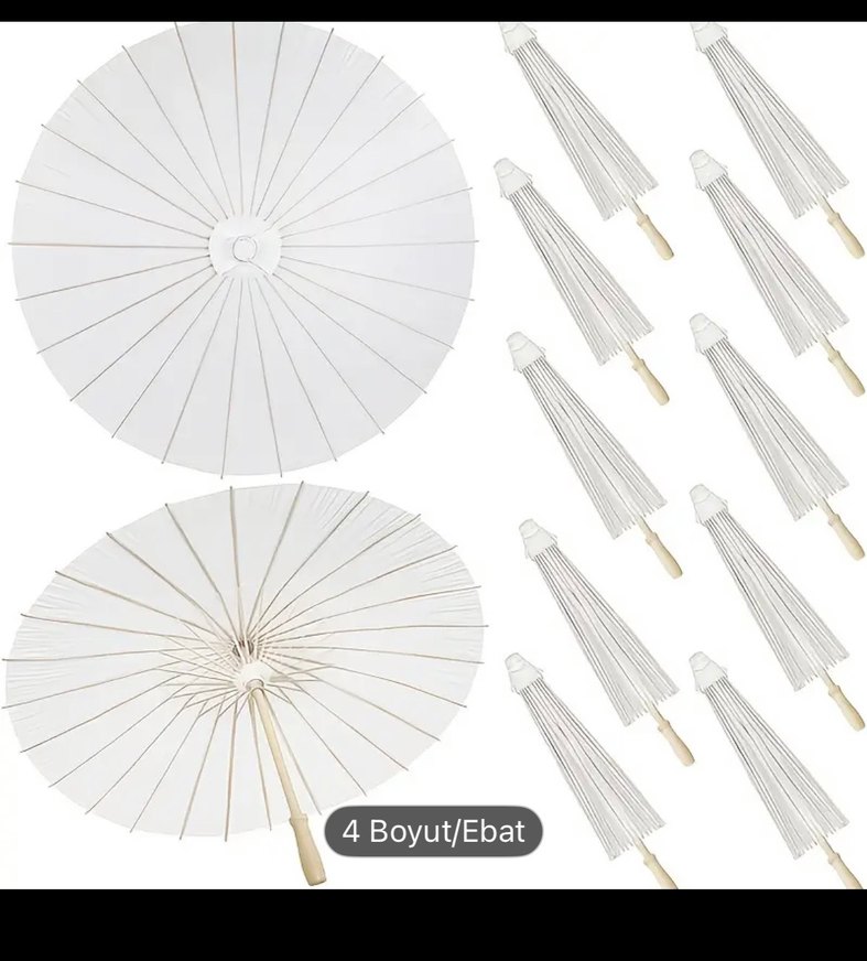 Beyaz Pilili kağıt Şemsiye - Görsel 2
