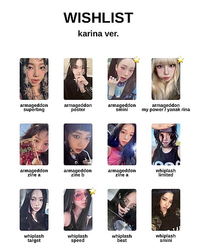 Beden soobin, karina, yunjin, minji, chaewon pc photocard