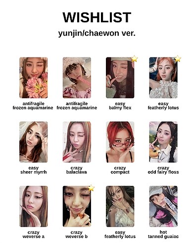 Beden Renk soobin, karina, yunjin, minji, chaewon pc photocard