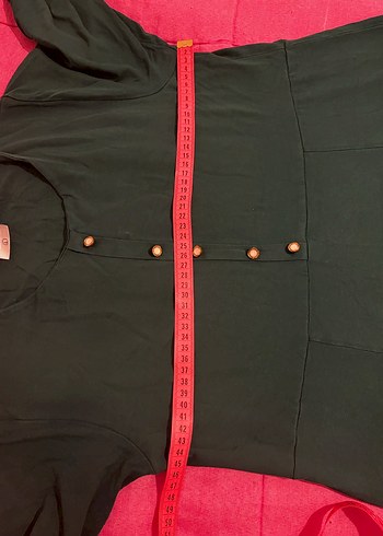 Düğmeli Koyu Yeşil Uzun Kollu Kadın Elbise - Görsel 7