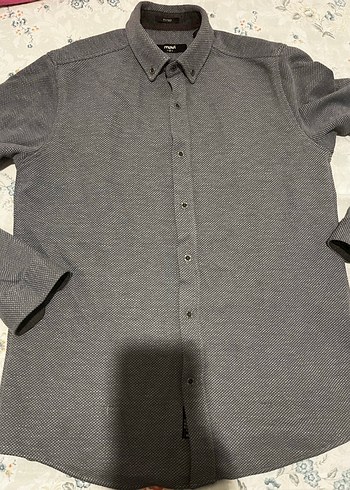 Gri Düğmeli  Erkek Gömlek - Görsel 10