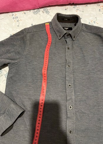 Gri Düğmeli  Erkek Gömlek - Görsel 8