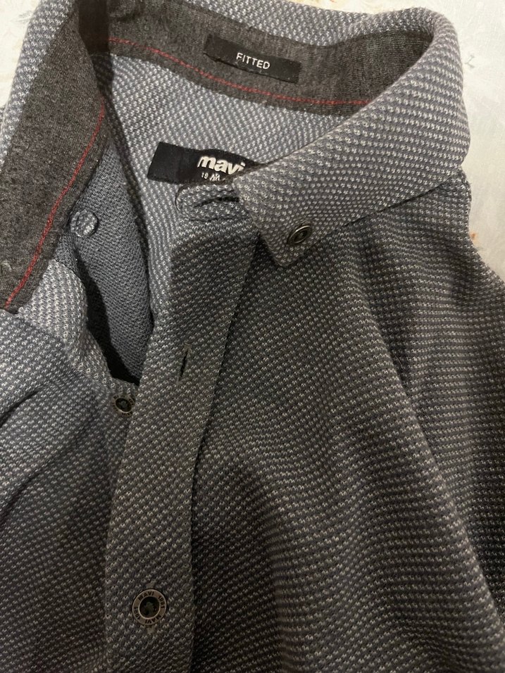 Gri Düğmeli  Erkek Gömlek - Görsel 2