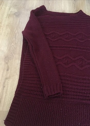 Bordo Örgü Salaş Kadın Hırka - Görsel 6