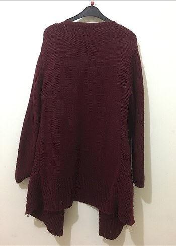 Bordo Örgü Salaş Kadın Hırka - Görsel 4