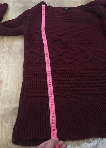 Bordo Örgü Salaş Kadın Hırka - Görsel 7