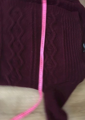 Bordo Örgü Salaş Kadın Hırka - Görsel 8