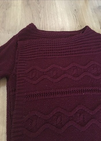 Bordo Örgü Salaş Kadın Hırka - Görsel 5