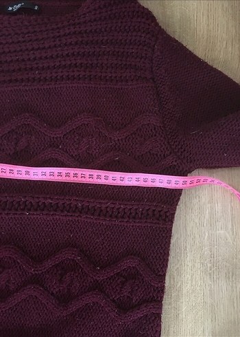 Bordo Örgü Salaş Kadın Hırka - Görsel 9