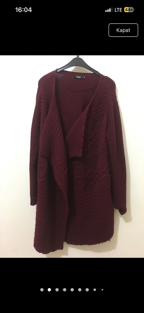 Bordo Örgü Salaş Kadın Hırka - Görsel 2