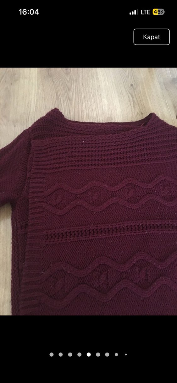 Bordo Örgü Salaş Kadın Hırka - Görsel 5