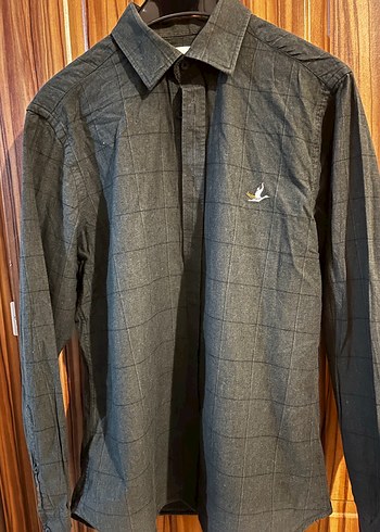 Gri Erkek pamuklu Gömlek, Düğmeli, Uzun Kollu - Görsel 2