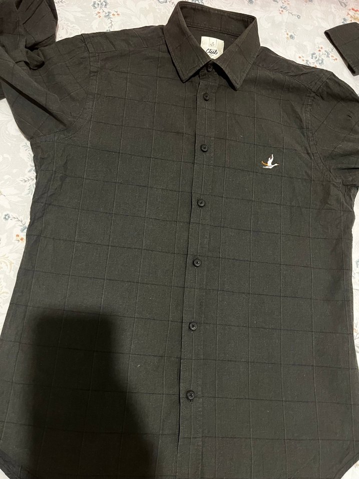 Gri Erkek pamuklu Gömlek, Düğmeli, Uzun Kollu - Görsel 5