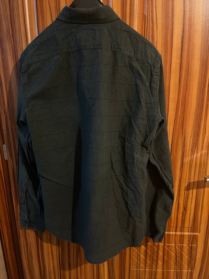 Gri Erkek pamuklu Gömlek, Düğmeli, Uzun Kollu - Görsel 3