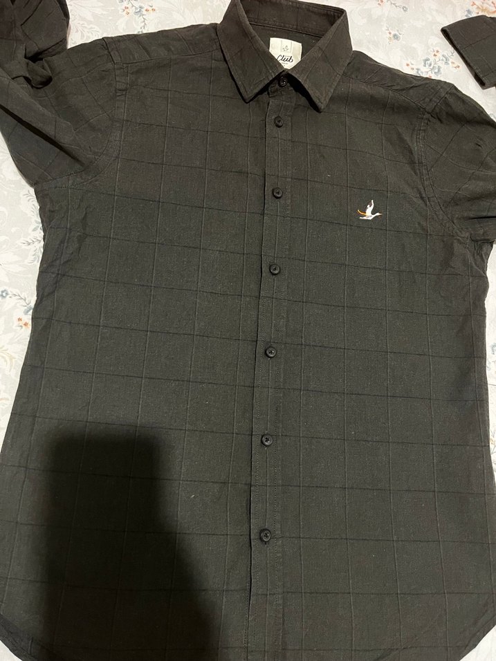 Gri Erkek pamuklu Gömlek, Düğmeli, Uzun Kollu - Görsel 4