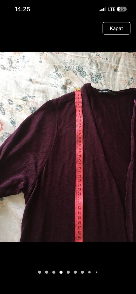 Uzun Mor Kadın Hırka Dantel Detaylı - Görsel 4