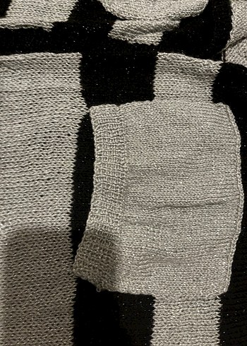 Gri Siyah Çizgili Kadın Triko Hırka - Görsel 9