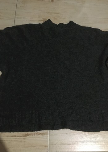 Gri Kadın Örgü Bisiklet Yaka Kazak - Görsel 2