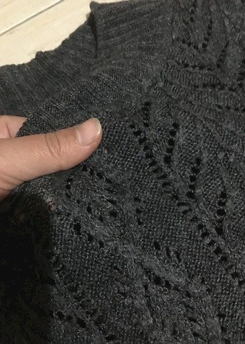 Gri Kadın Örgü Bisiklet Yaka Kazak - Görsel 3