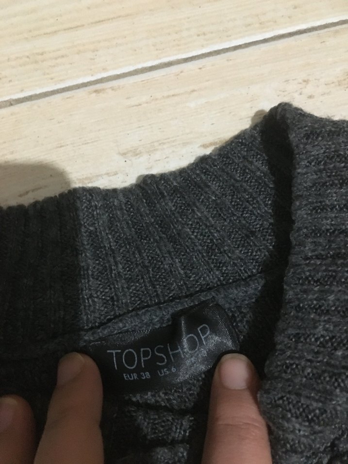 Gri Kadın Örgü Bisiklet Yaka Kazak - Görsel 4