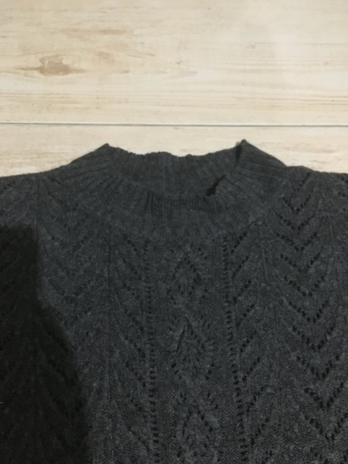 Gri Kadın Örgü Bisiklet Yaka Kazak - Görsel 5