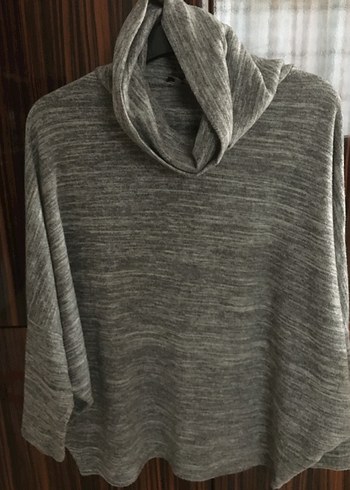 Gri Yüksek Yakalı Kadın kazak - Görsel 2