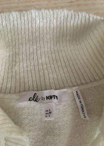 Beyaz Yakalı Uzun Kollu Örgü Kadın Kazak - Görsel 5