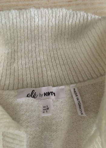 Beyaz Yakalı Uzun Kollu Örgü Kadın Kazak - Görsel 6