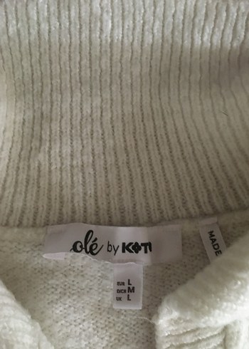 Beyaz Yakalı Uzun Kollu Örgü Kadın Kazak - Görsel 4